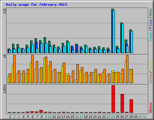 Daily usage for February 2013