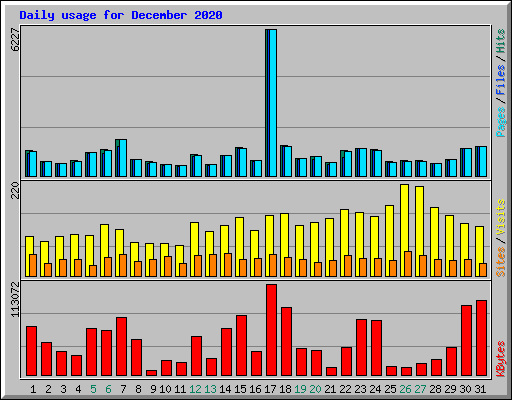 Daily usage for December 2020