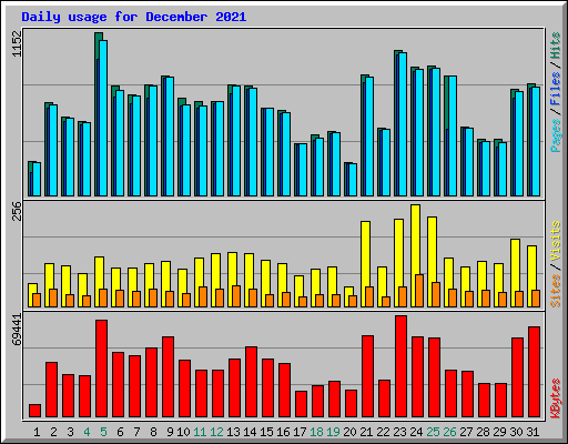 Daily usage for December 2021
