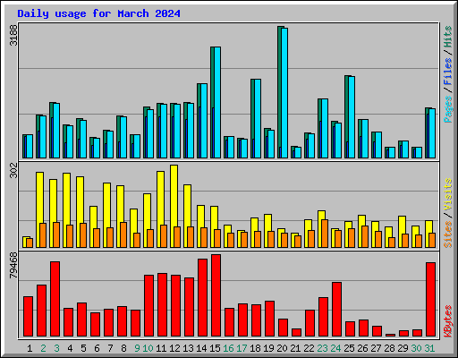 Daily usage for March 2024