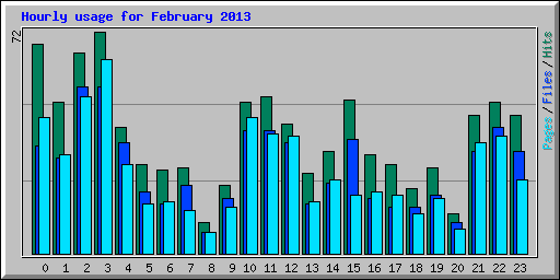 Hourly usage for February 2013